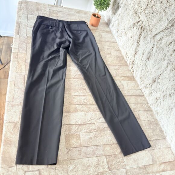 Haggar Dress Pants Mens 30x30* Black  Slim Fit Flat Front Polyester Blend Career - Picture 5 of 13